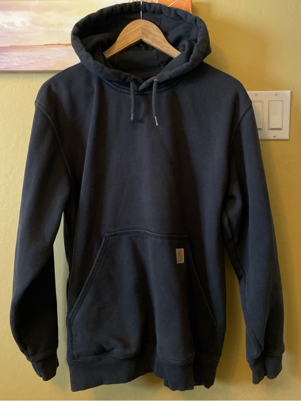 Carhartt Black Pullover Hooded Sweatshirt Rain Defender Mens Size Small